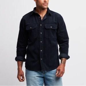 Line of Trade Corduroy Workshirt Navy Blue Button Down Large